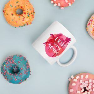 Taza El Point Enjoy blanca brillante